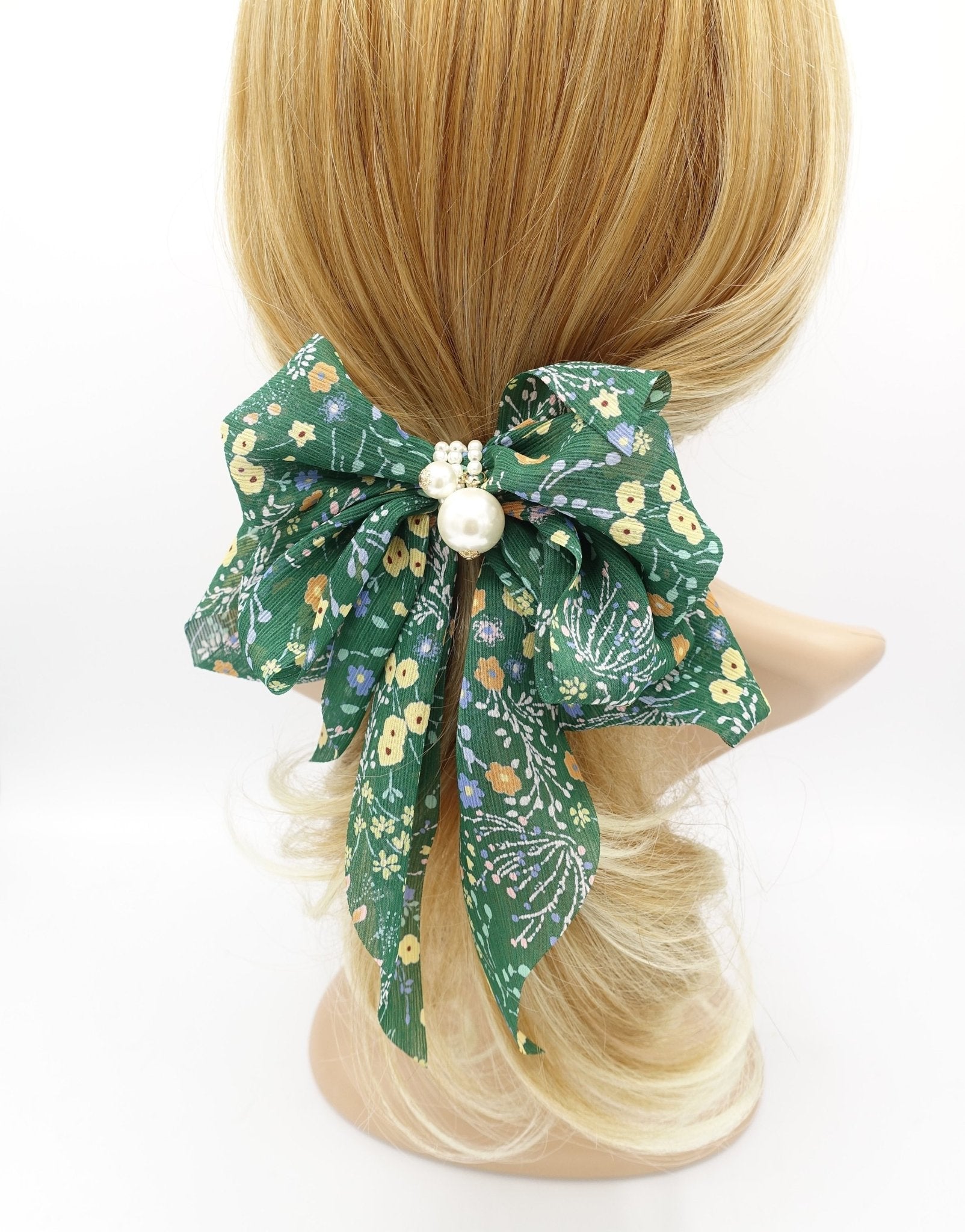 VeryShine tiny flower plant hair bow chiffon tail women hair accessory for women