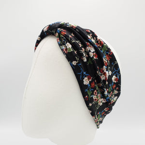 VeryShine tiny flower print velvet headband floral elastic hair turban hair accessory for women