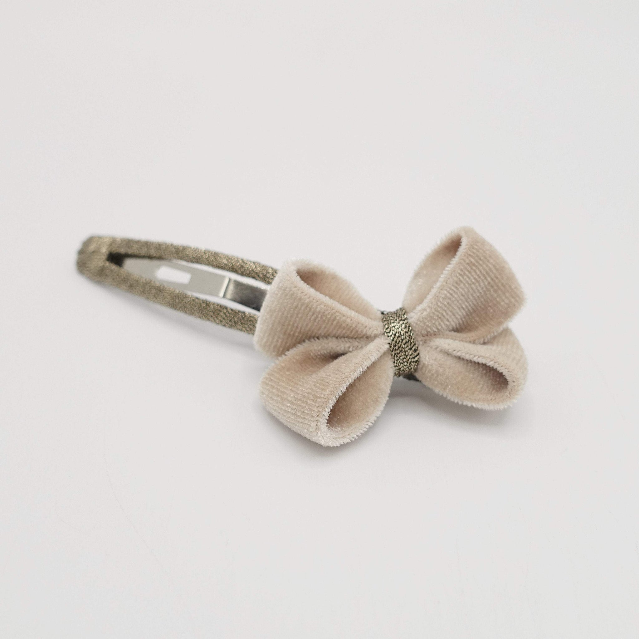 VeryShine tiny velvet bow snap hair clip