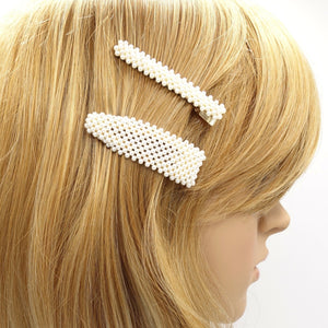 VeryShine Triangle solid pearl beaded hair clip set