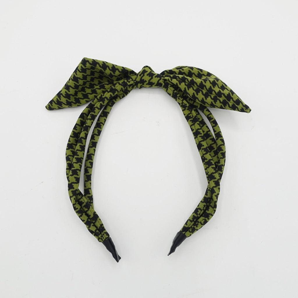 VeryShine triple strand headband houndstooth check bow knot thin hairband women hair accessory