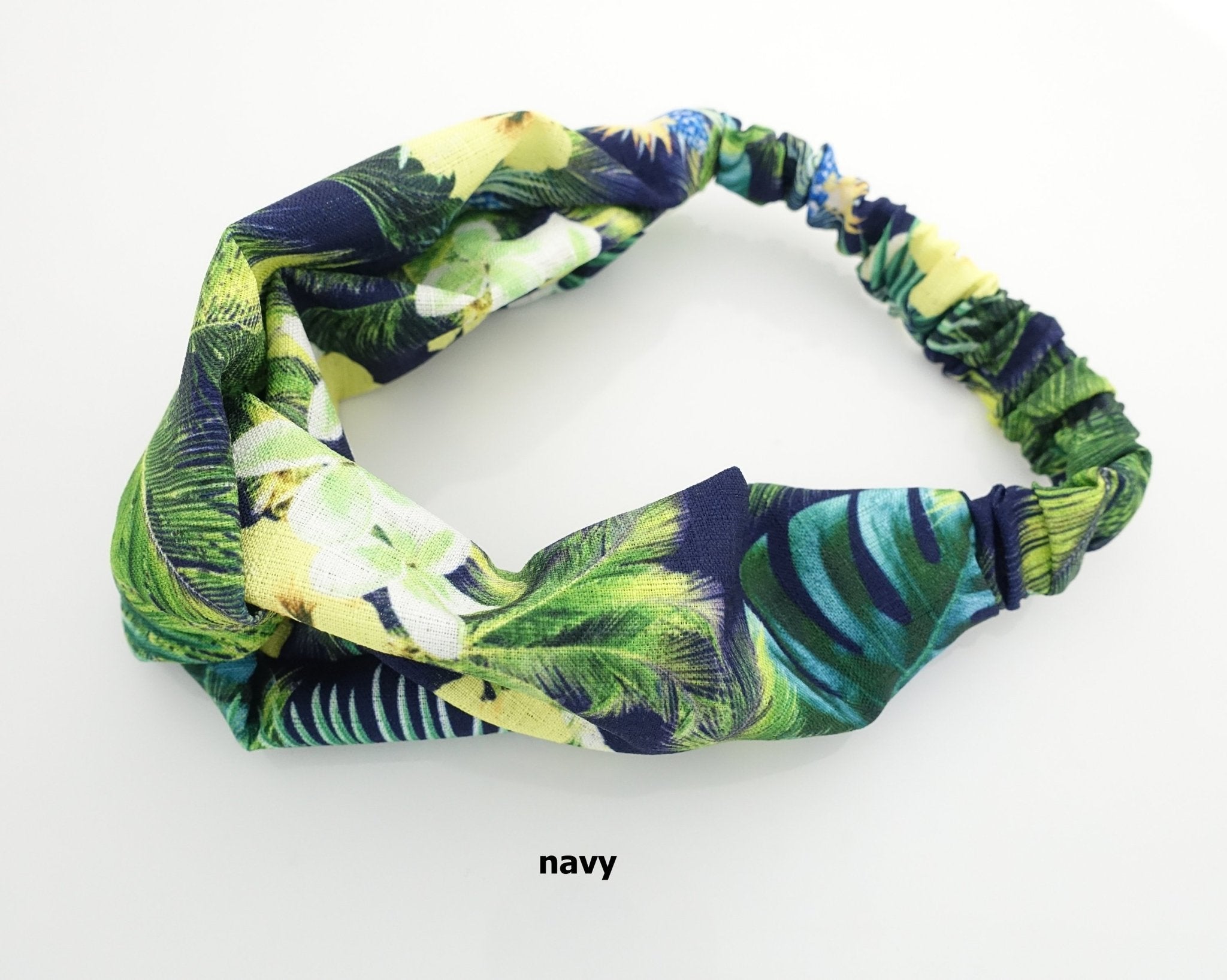 VeryShine tropical flower plant headband polyester linen cross holiday vacation hairband hair accessory for woman