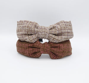 VeryShine tweed big bow headband  frayed pattern Fall Winter hairband women hair accessory