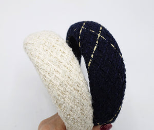 VeryShine tweed padded headband diagonal cross hairband stylish hairband trendy women hair accessory