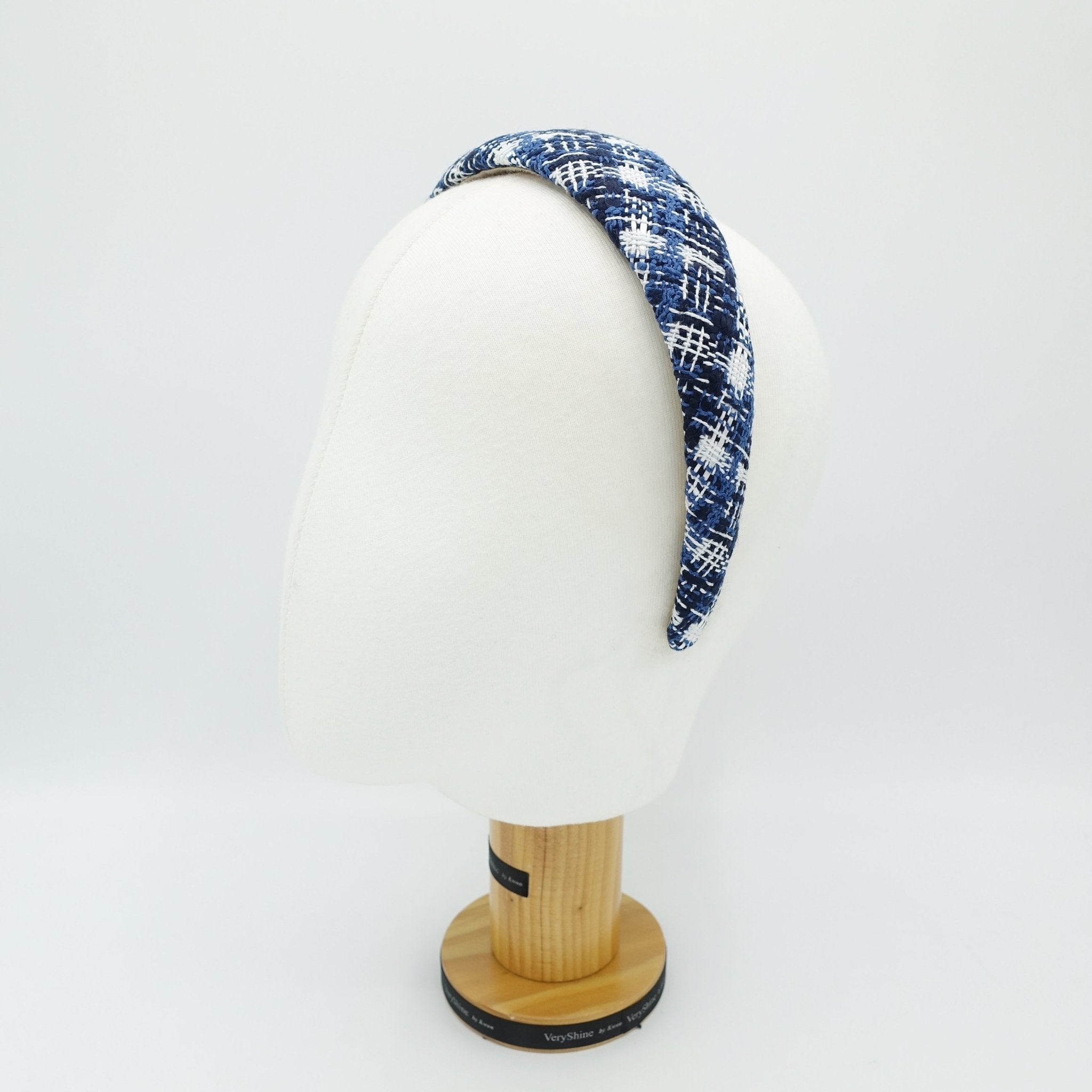 VeryShine tweed plaid check headband padded hairband Fall Winter simple casual hair accessory for women