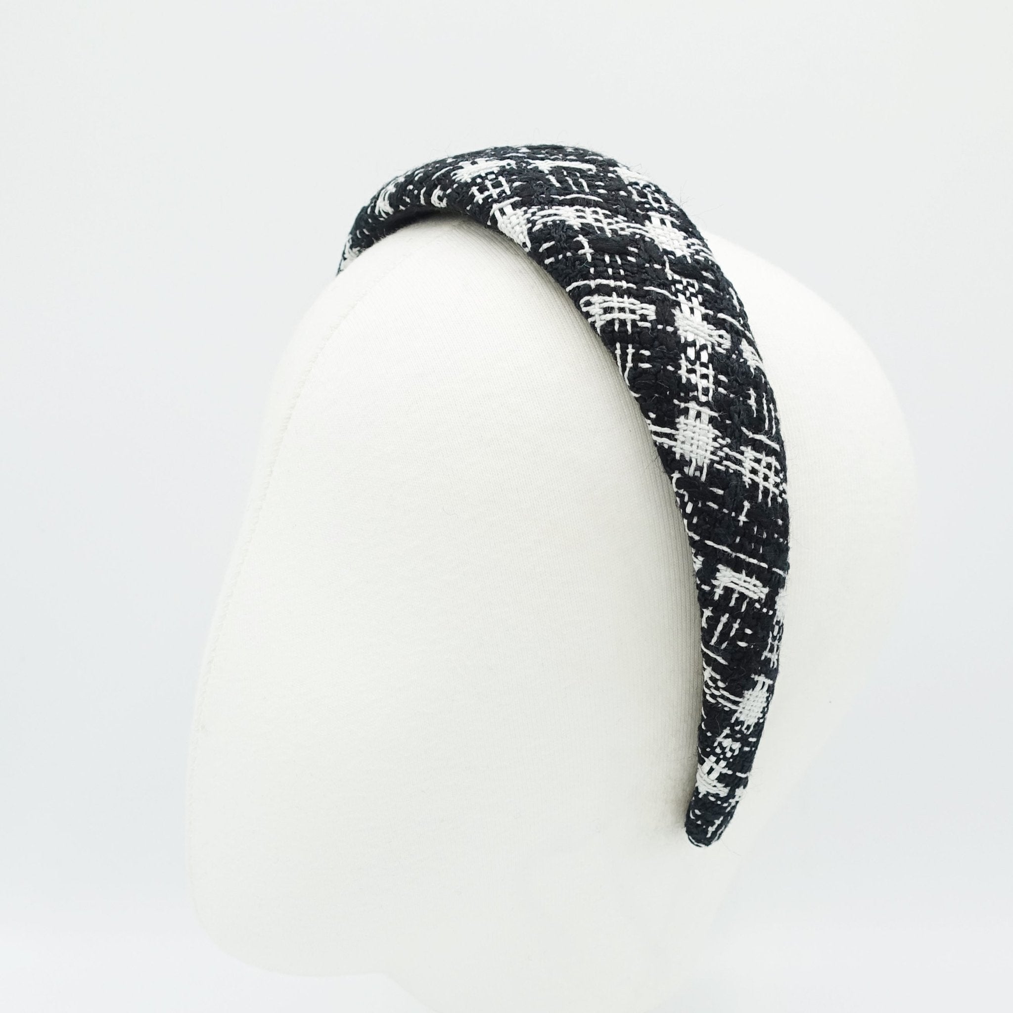 VeryShine tweed plaid check headband padded hairband Fall Winter simple casual hair accessory for women
