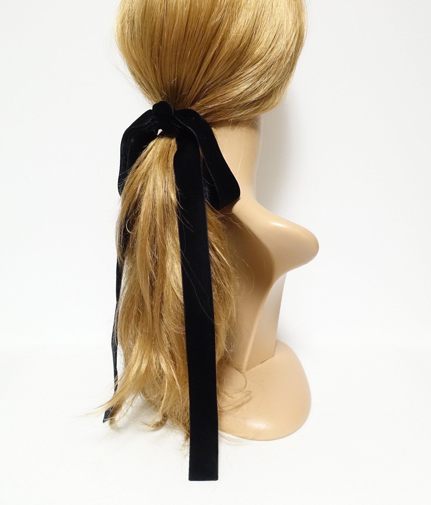 VeryShine Velvet black simple wide bow hair ties Women droopy hair bow hair elastic