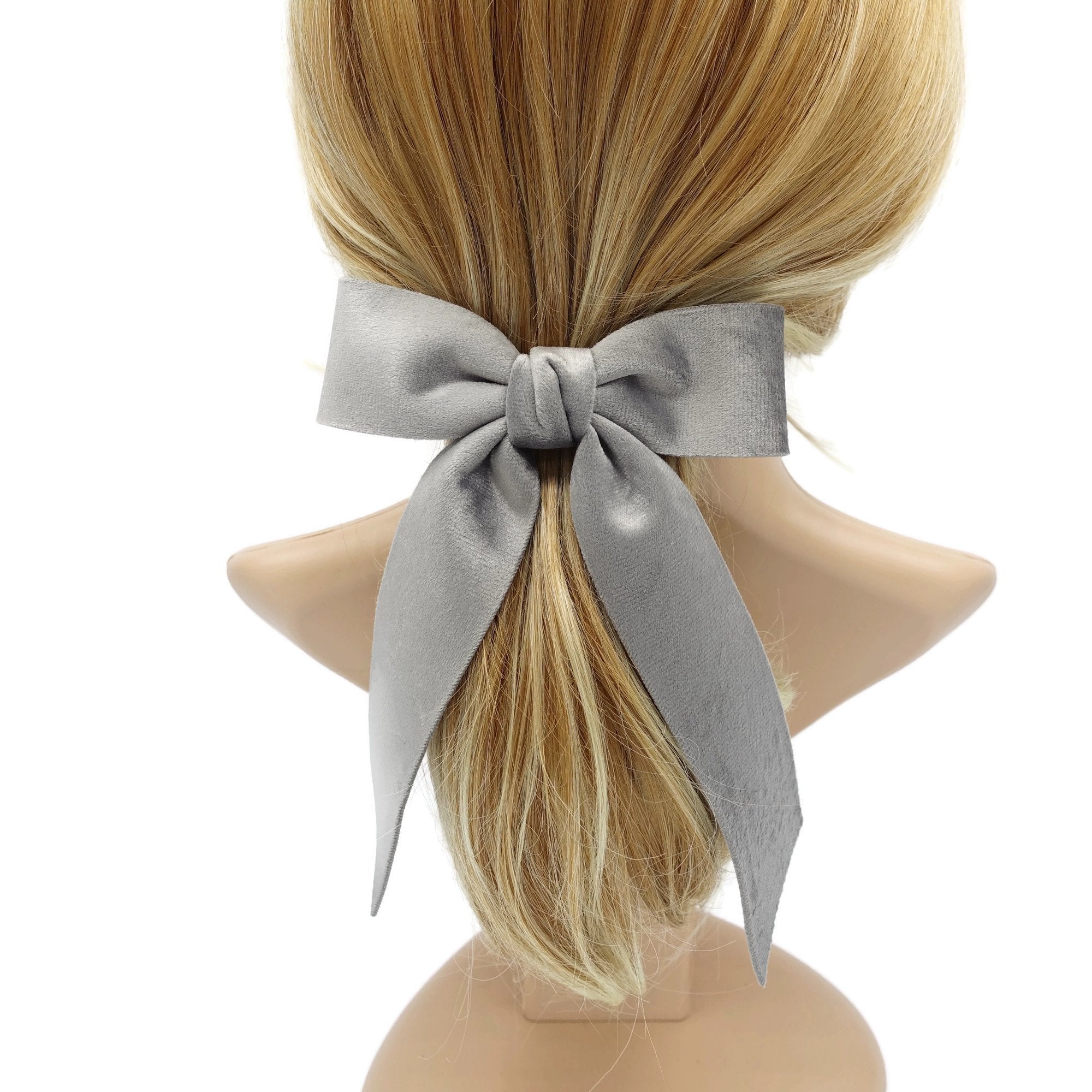 VeryShine velvet fabric hair bow with tail double faced velvet basic women hair accessory