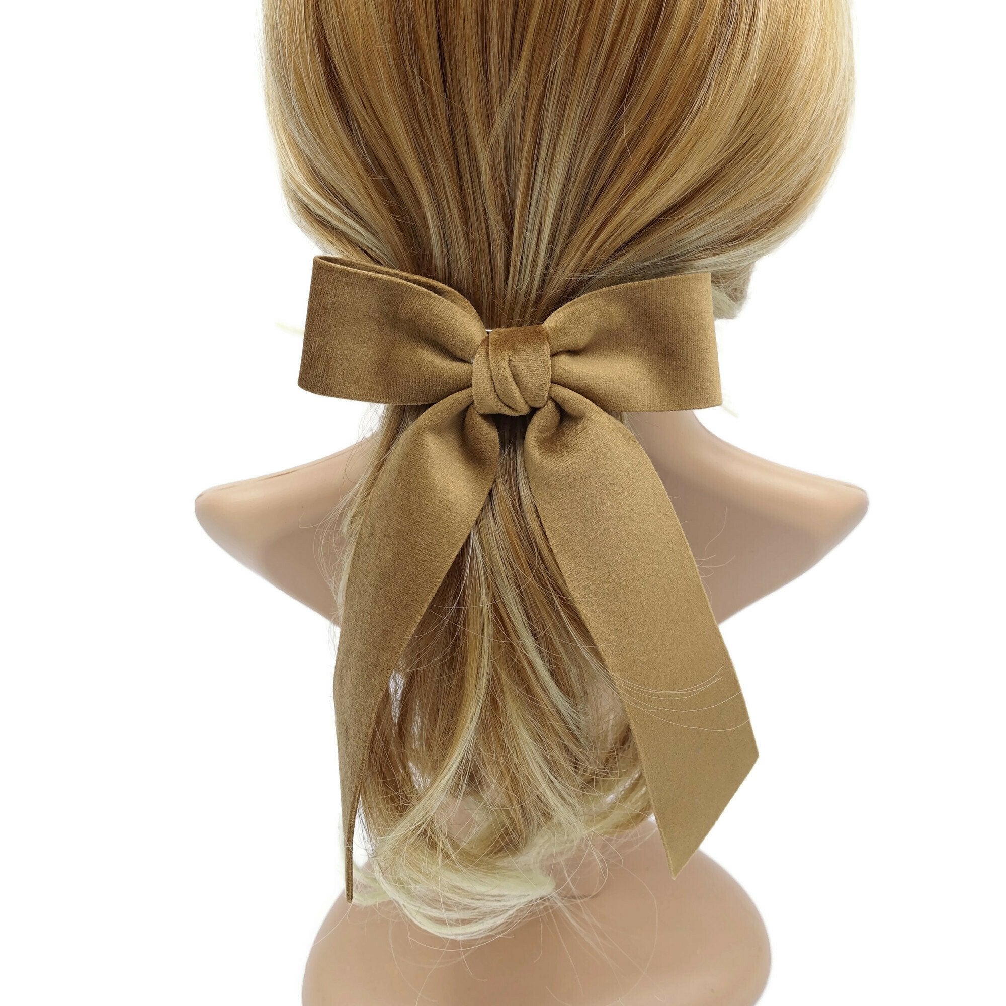 VeryShine velvet fabric hair bow with tail double faced velvet basic women hair accessory