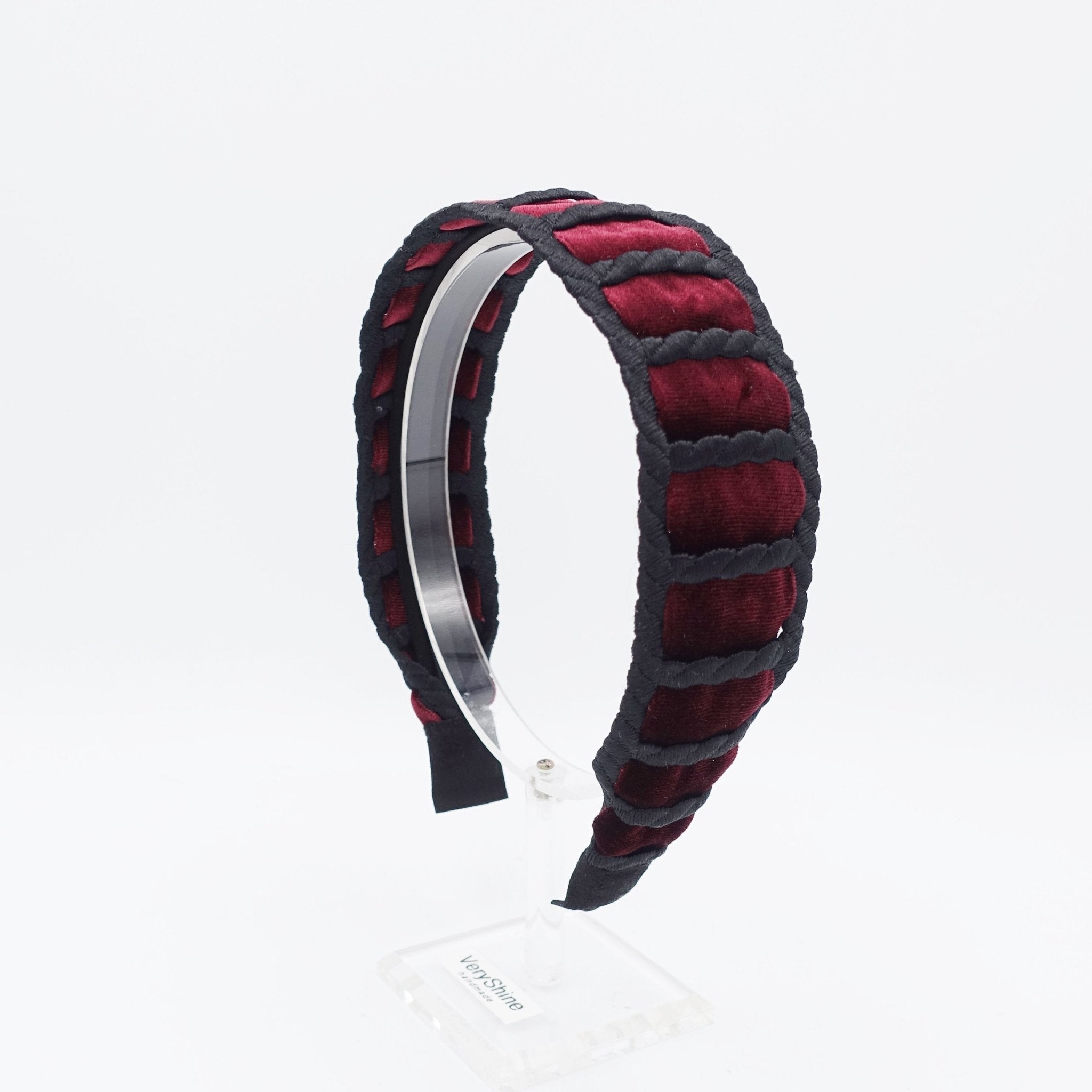 VeryShine velvet headband rectangle frame embellished hairband unique Fall Winter hair accessory for women