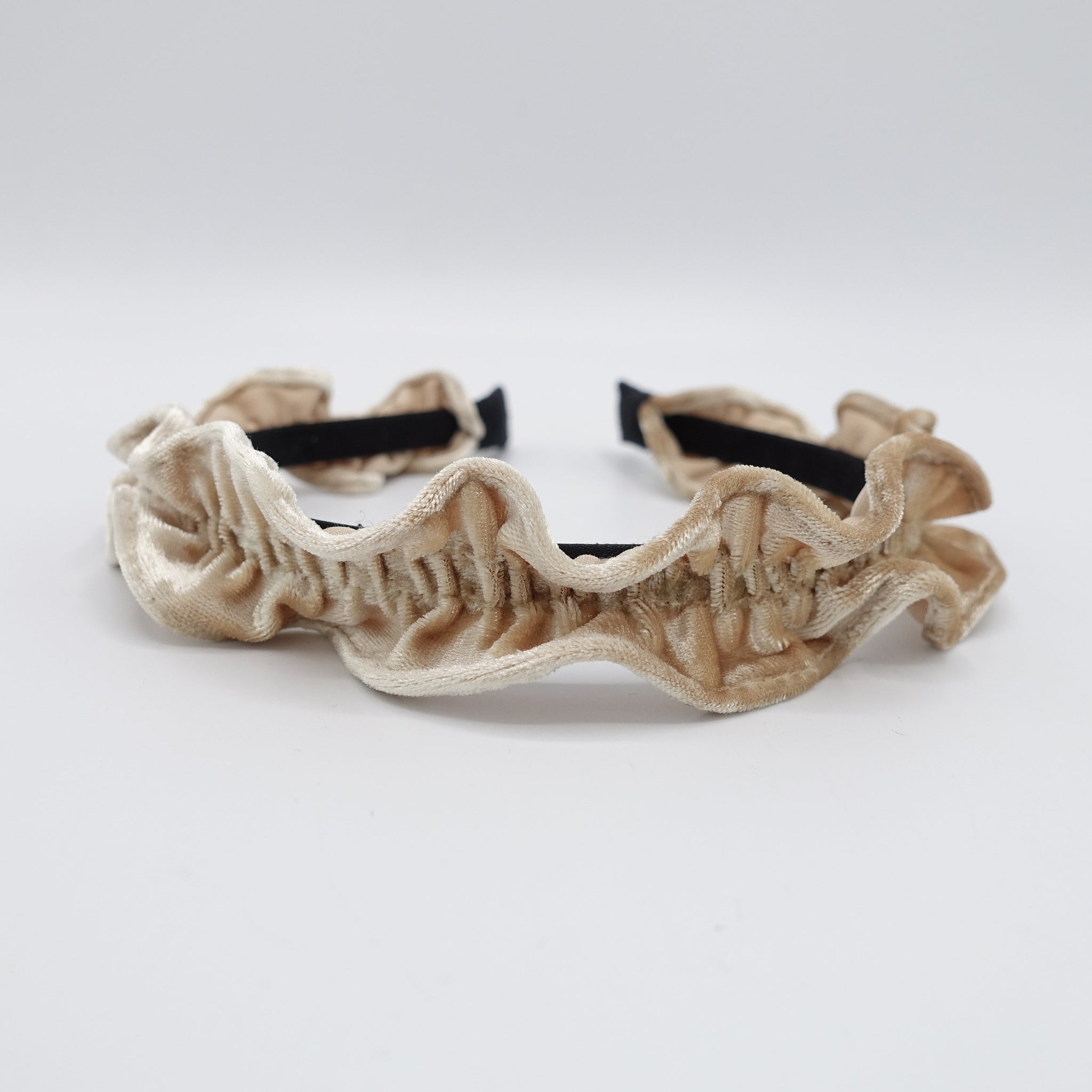 VeryShine velvet pleats headband narrow ruffle wave hairband