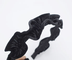 VeryShine velvet pleats headband narrow ruffle wave hairband