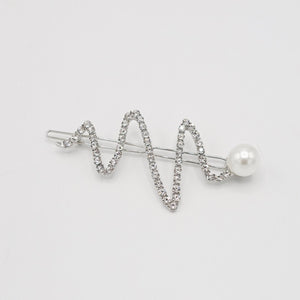 VeryShine wave rhinestone embellished metal hair clip pearl ornamented women hair accessory