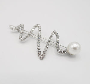 VeryShine wave rhinestone embellished metal hair clip pearl ornamented women hair accessory