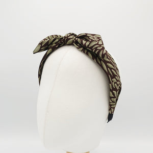 VeryShine wire knotted headband bow hairband minimal leaf print hair accessory