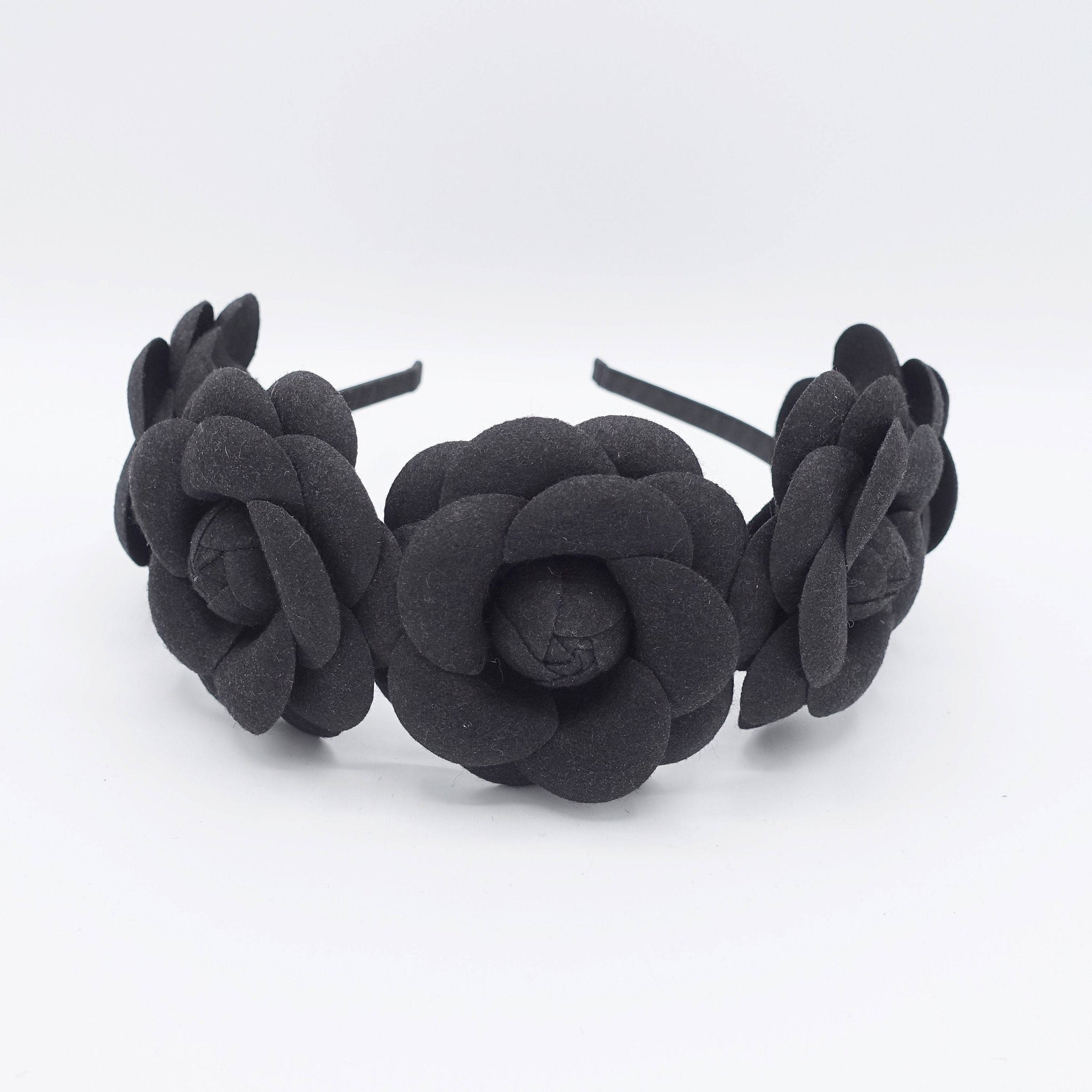 VeryShine woolen camellia headband  five camellia headband for women