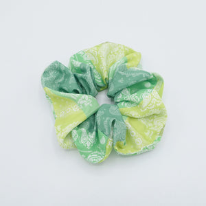 VeryShine Yellow green gradient color paisley print scrunchies hair elastic accessory for women